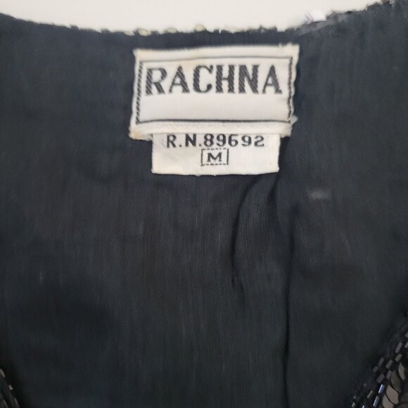 Sexy Vintage Rachna Black Sequin Vest in size Medium 90s y2k - Picture 5 of 5